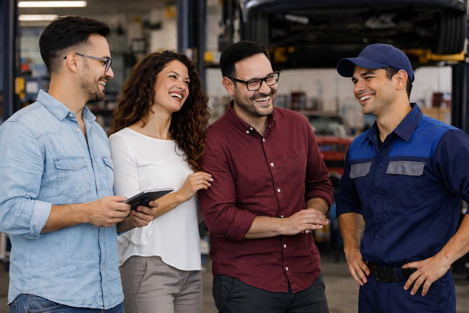 Compradores y mecánico Punto Guardy